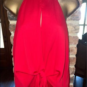 Tyche size small red sleeveless blouse tie waist